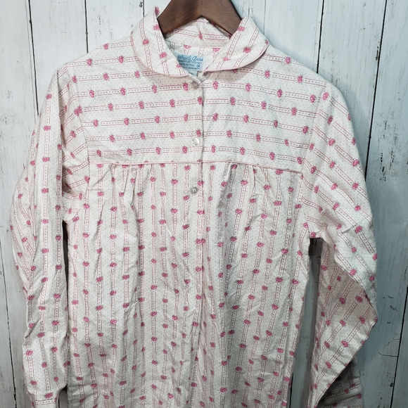 Vintage New! Deadstock Sheila Anne Floral Flannel Nightgown Medium Cottagecore - Picture 4 of 7